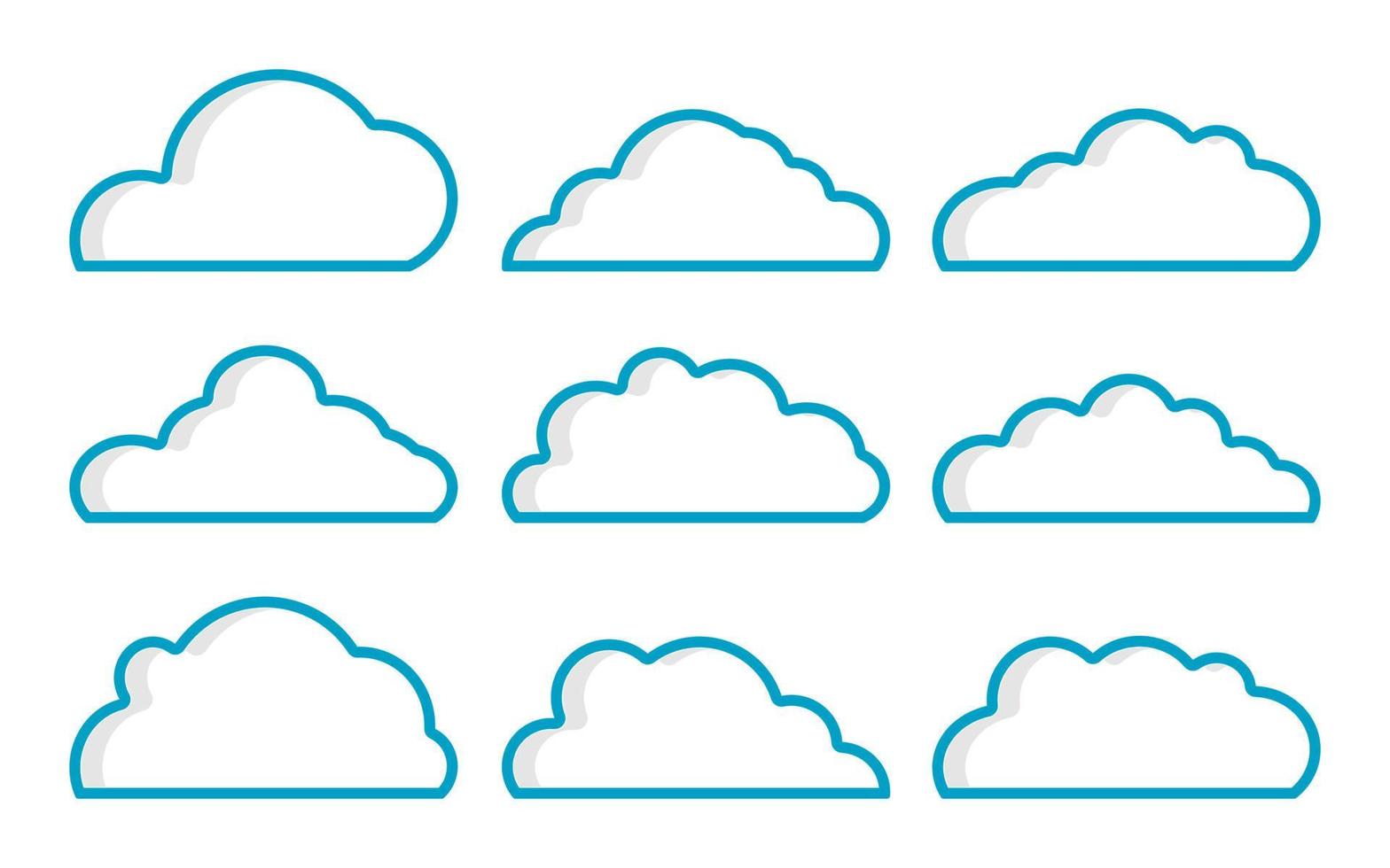 doodle Set of Cloud Icons in trendy flat design style. isolated on blue background. vector illustration