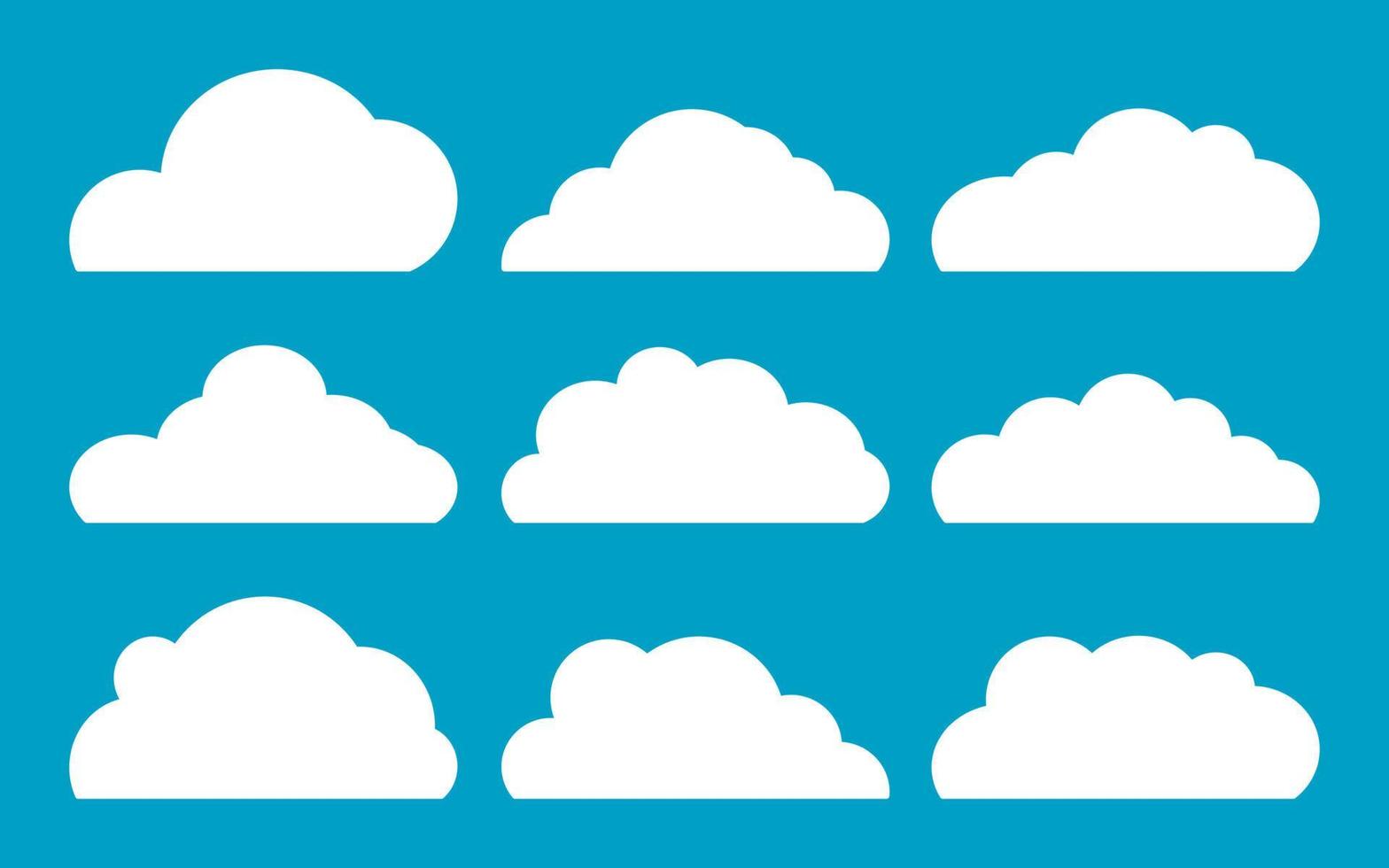 doodle Set of Cloud Icons in trendy flat design style. isolated on blue background. vector illustration