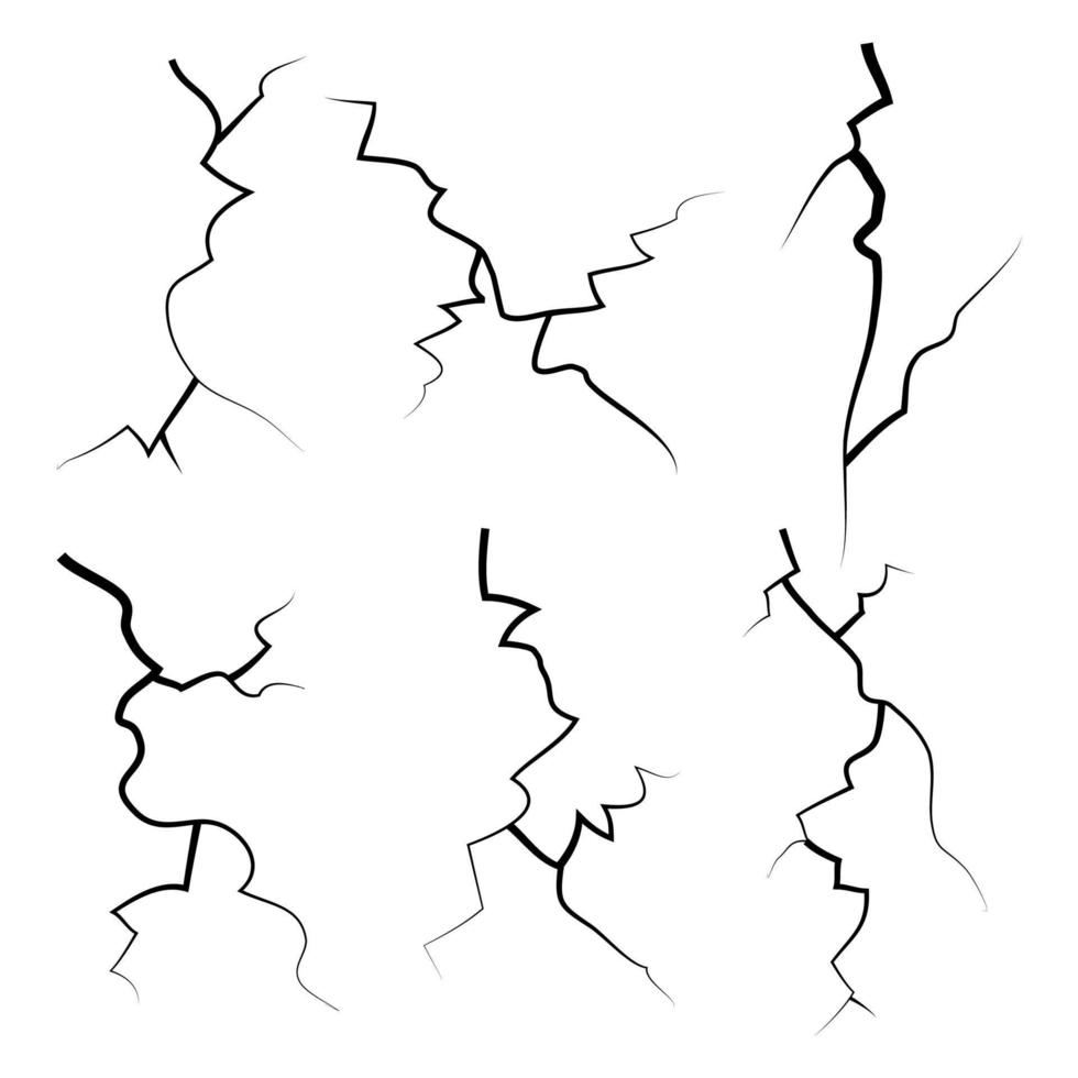 pared rota dibujada a mano, tierra, vidrio, huevo. juego de descanso de garabatos. ilustración vectorial vector