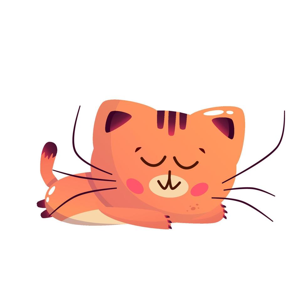 Kawaii sleep cat isolated. Vector simple cartoon illustration. Funny cartoon cute character. Animal cat face.