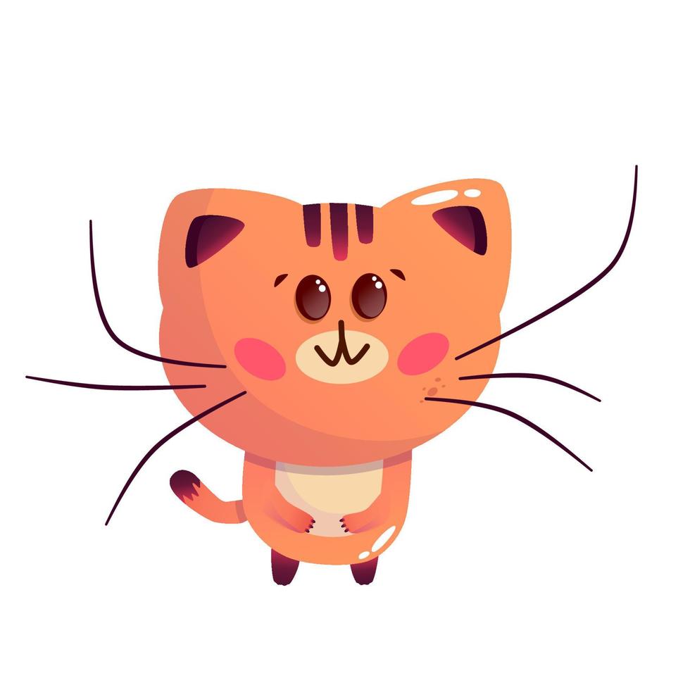 Kawaii cat isolated. Vector simple cartoon illustration. Funny cartoon cute character. Animal cat face.