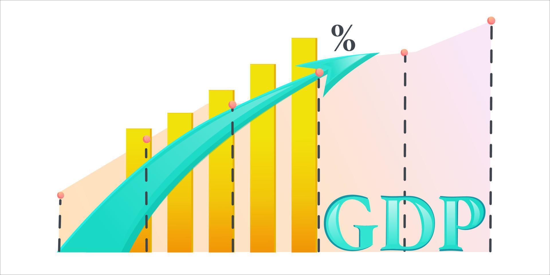 Profit gdp growth arrow concept vector illustration. Flat vector illustration. Business success. Green arrow up