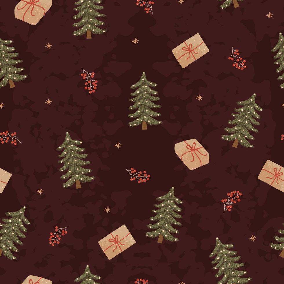 Vector seamless pattern with colorful illustrations of Christmas items. Use it for textile print, pattern fills, web page, wrapping paper, design of presentation and other graphic design