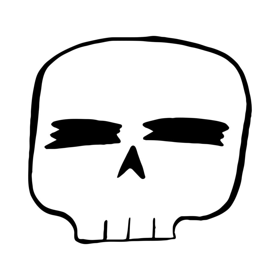 Vector illustration of Skull cartoon line on white background.