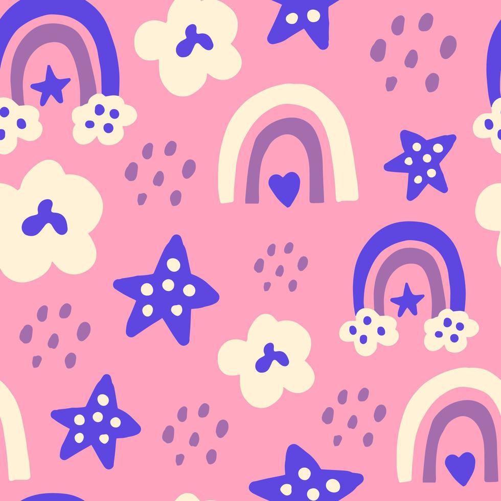 Cute rainbows greeting seamless pattern vector