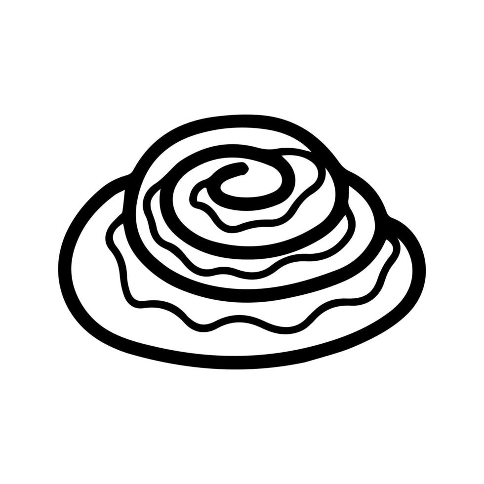 Cinnamon bun roll doodle vector illustration