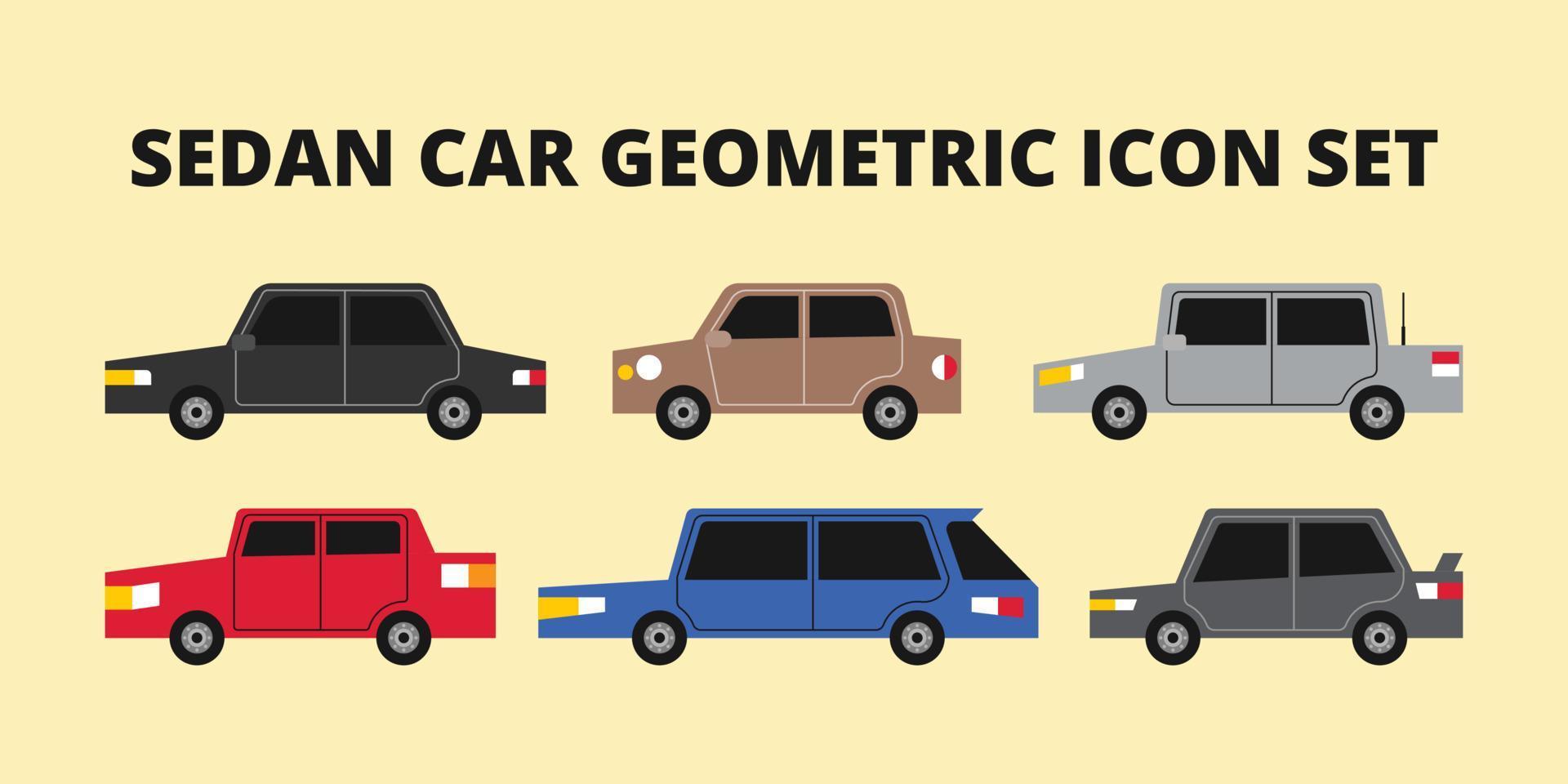 Sedan car geometric icon set vector