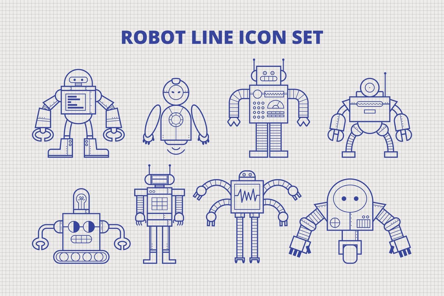 Robot line icon Set 1 vector