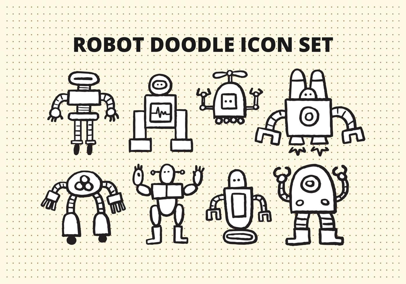 conjunto de garabatos dibujados a mano robot 2 vector