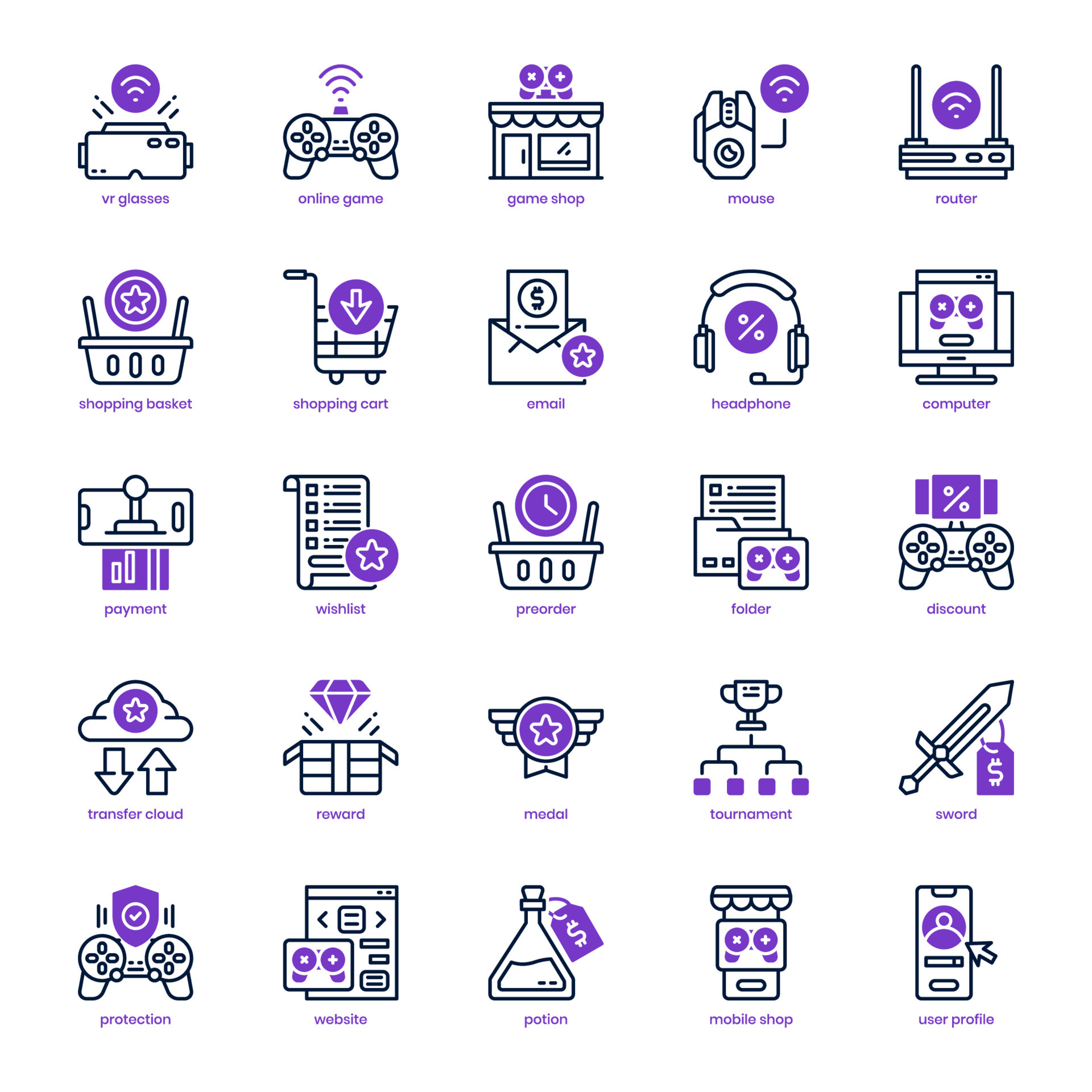 Game Shop icon pack for your website design logo app UI. Game