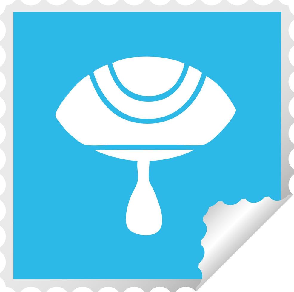 square peeling sticker cartoon crying eye vector