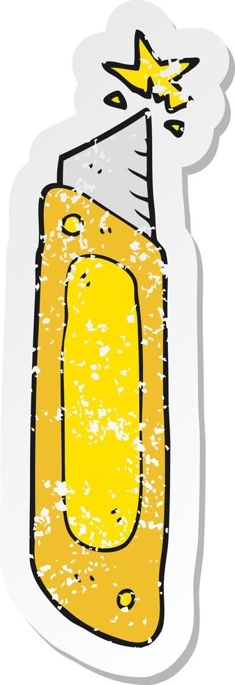 retro distressed sticker of a cartoon construction knife vector