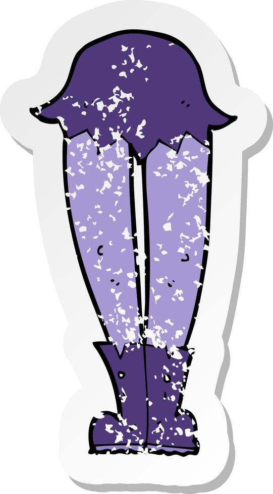 retro distressed sticker of a cartoon vampire legs vector