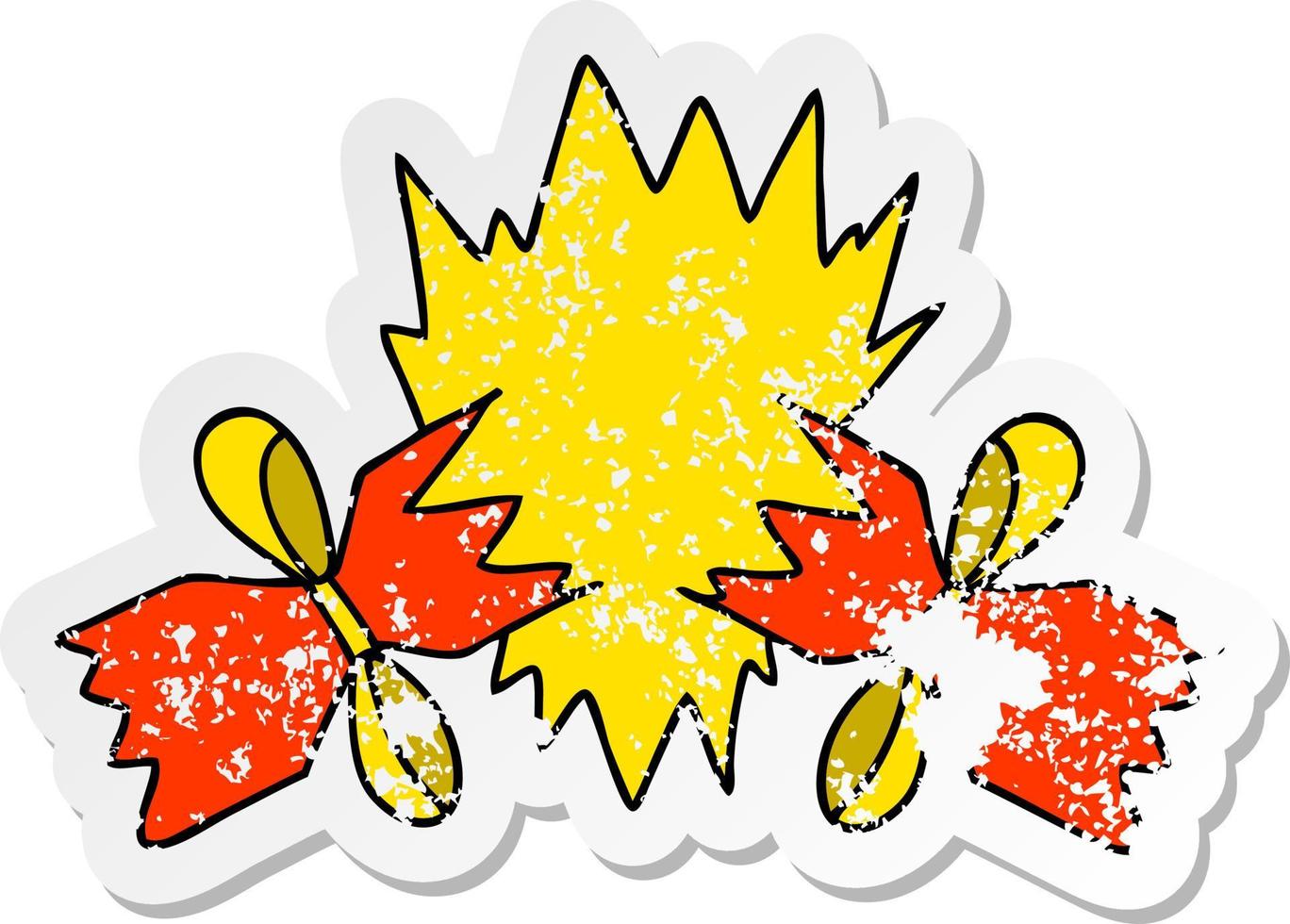 distressed sticker of a quirky hand drawn cartoon pulled cracker vector