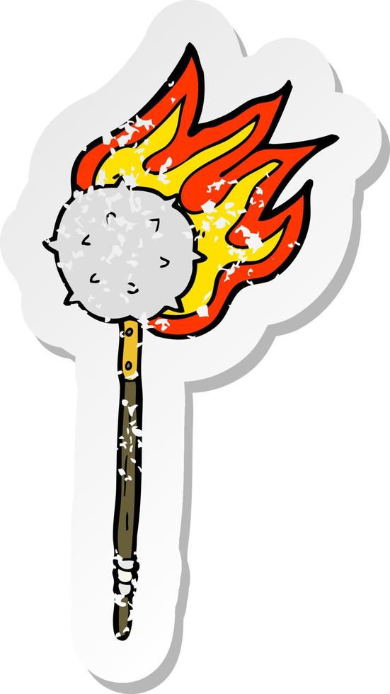 retro distressed sticker of a cartoon medieval mace vector