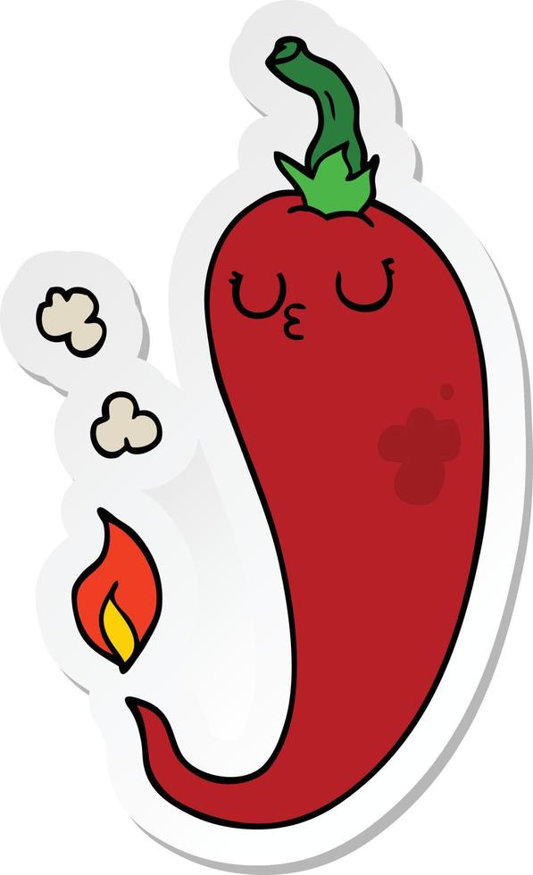 sticker of a cartoon hot chili pepper vector