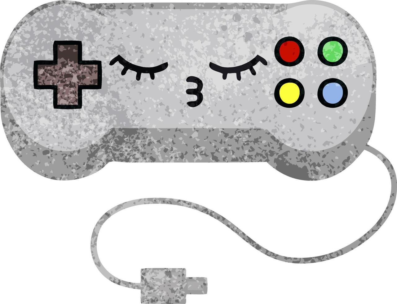 controlador de juego de dibujos animados de textura grunge retro vector