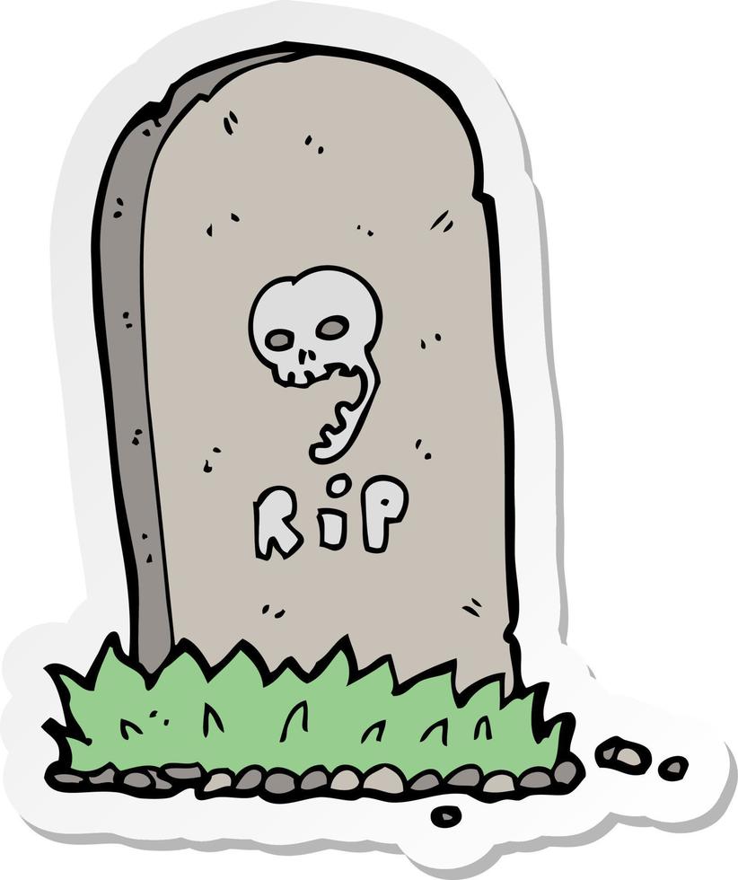 sticker of a cartoon spooky grave vector