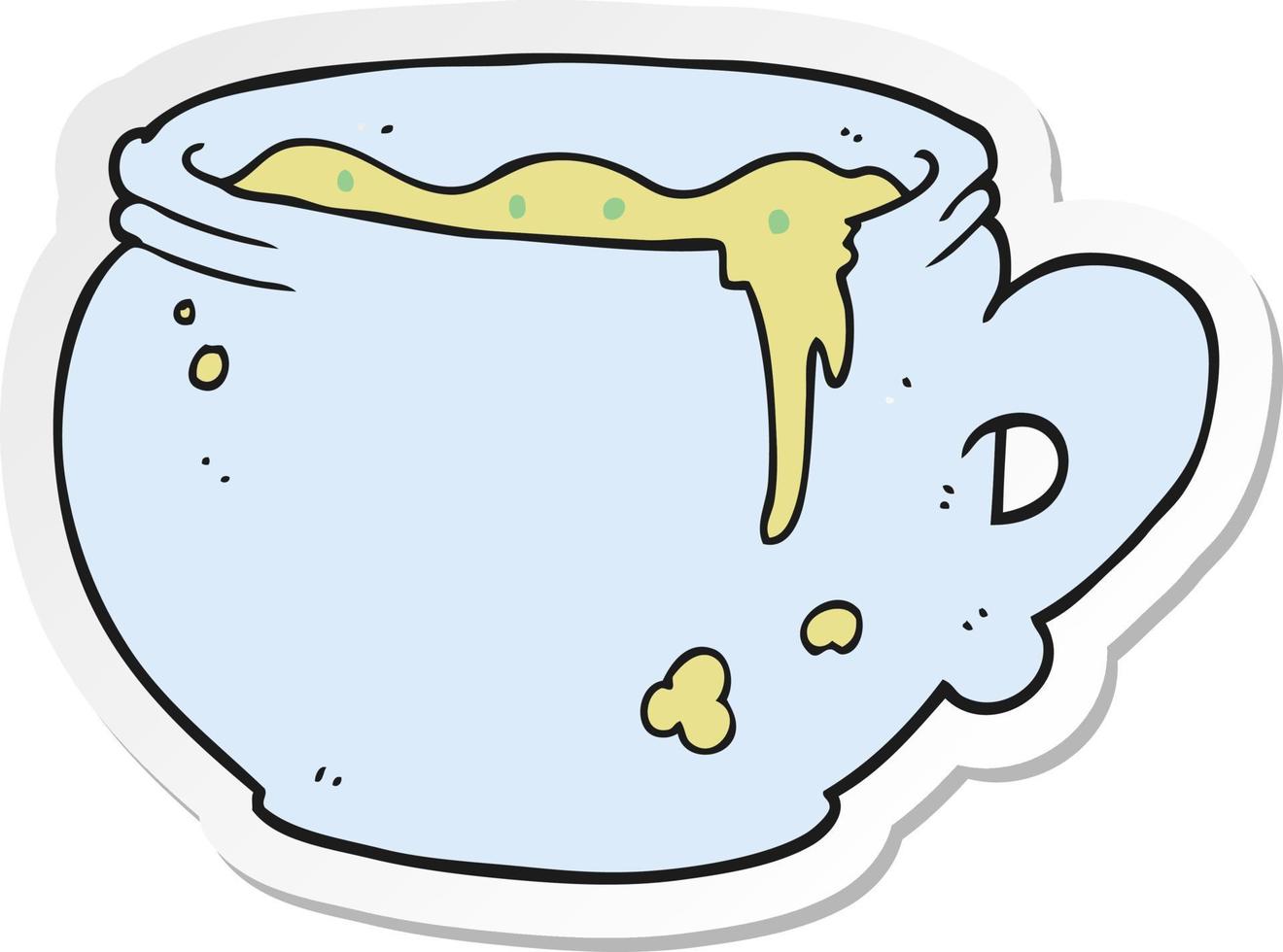 pegatina de una taza de sopa de dibujos animados vector