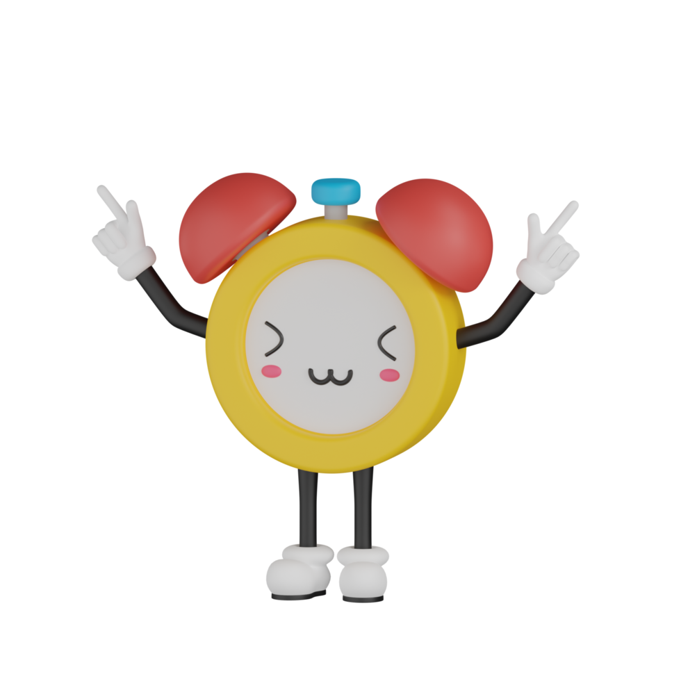 3D Isolated Alarm Clock Cartoon Character png