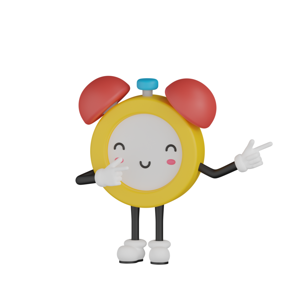 personagem de desenho animado de despertador isolado 3d png