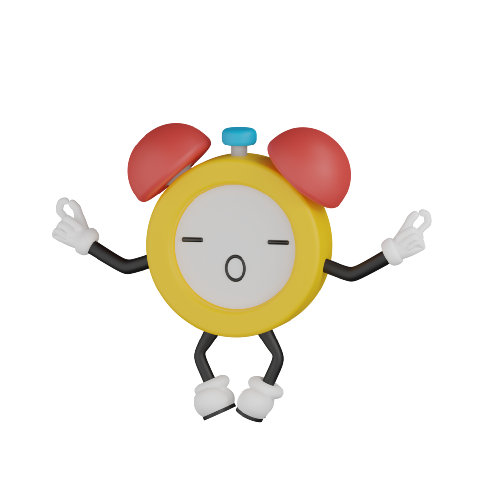 3D Isolated Alarm Clock Cartoon Character png