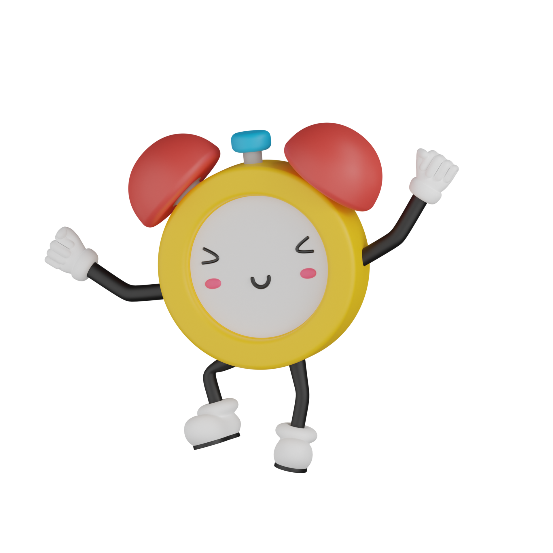 3D Isolated Alarm Clock Cartoon Character 11501528 PNG