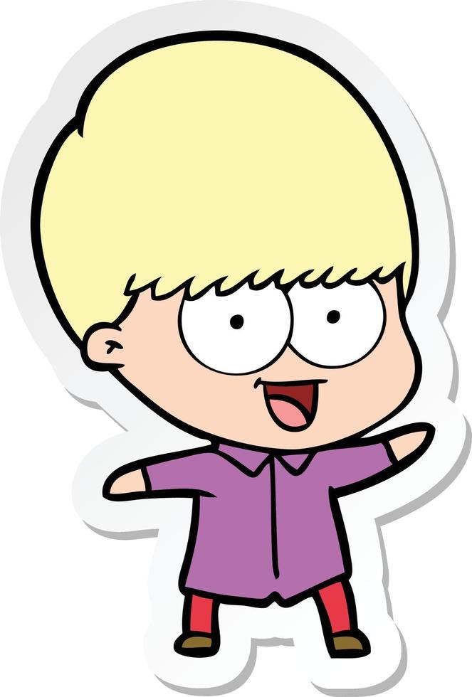 sticker of a happy cartoon boy vector
