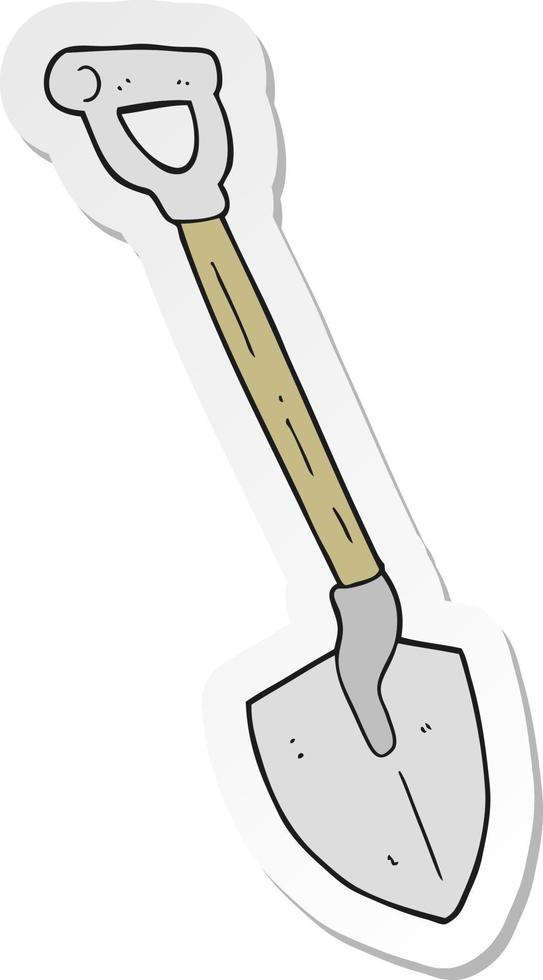 sticker of a cartoon shovel vector