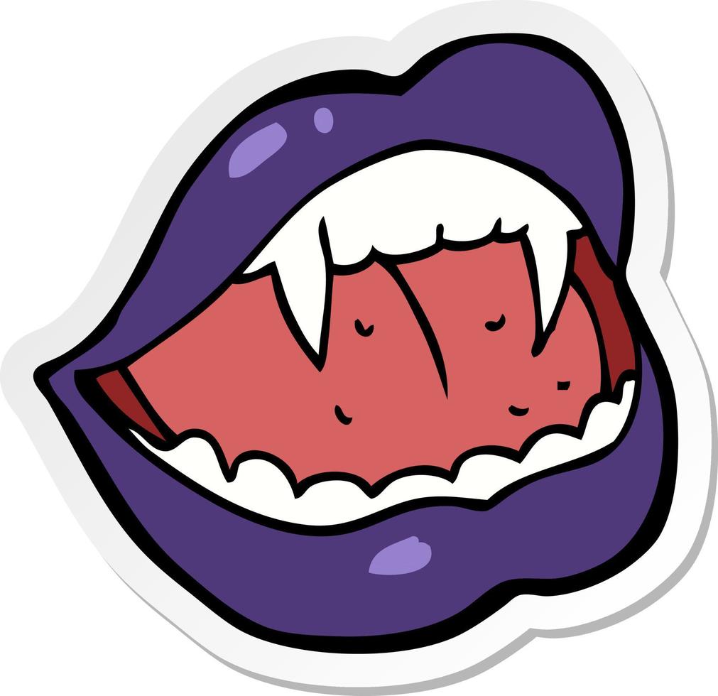 sticker of a cartoon vampire lips vector