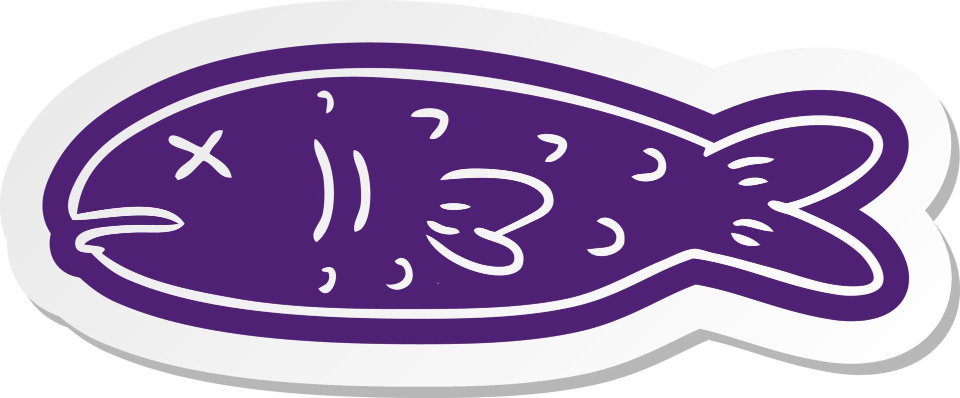 cartoon sticker of a dead fish vector