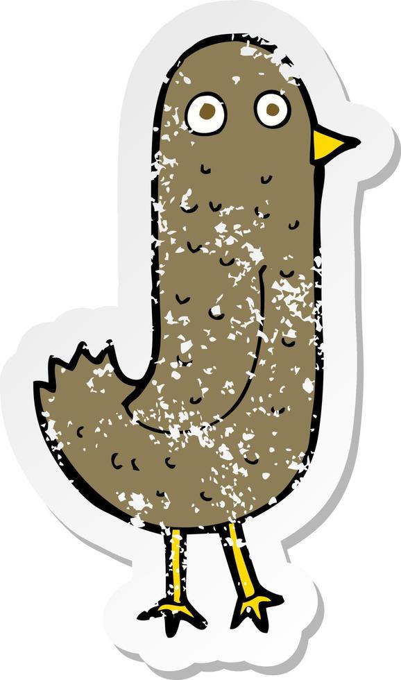 retro distressed sticker of a funny cartoon bird vector
