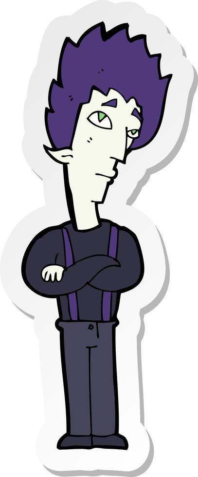 sticker of a cartoon vampire vector