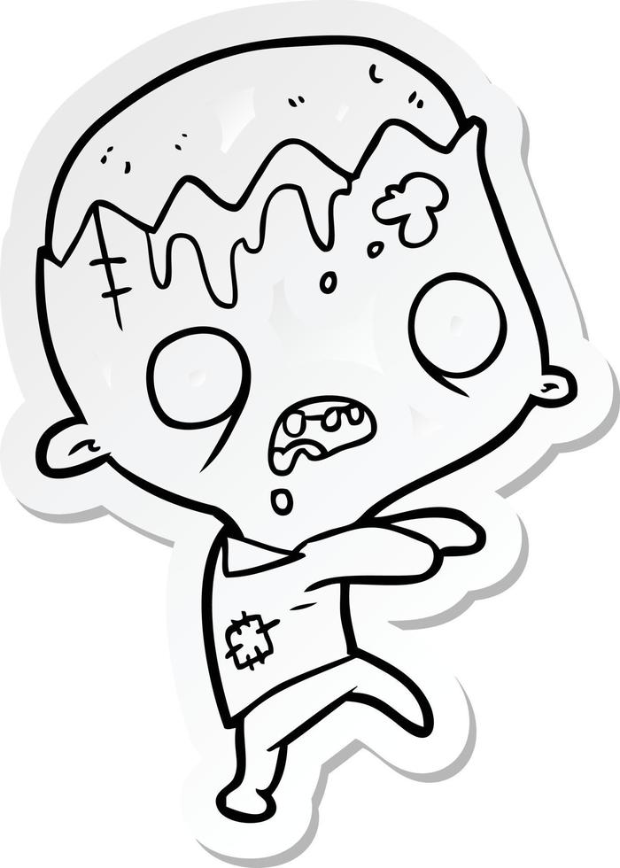 sticker of a cartoon zombie vector