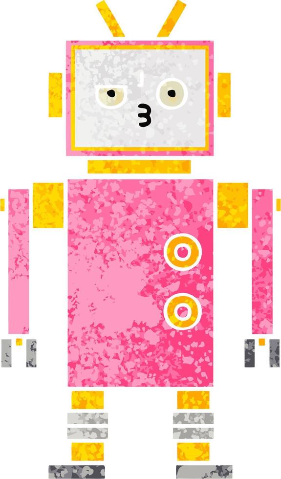 retro illustration style cartoon robot vector
