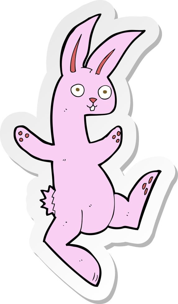 sticker of a funny cartoon pink rabbit vector