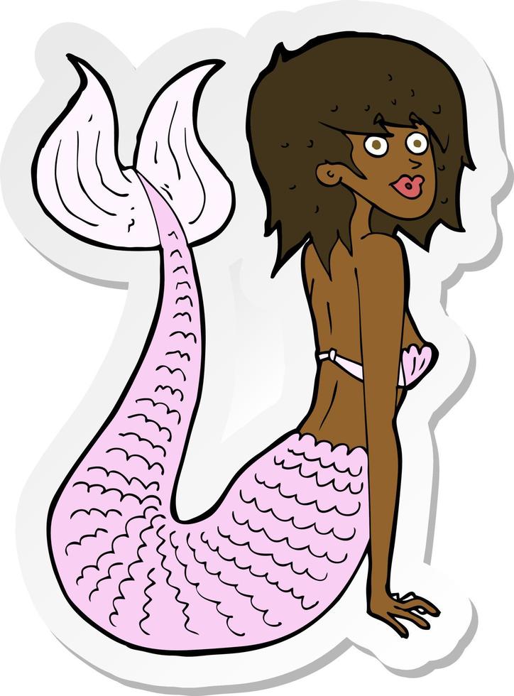 sticker of a cartoon mermaid vector