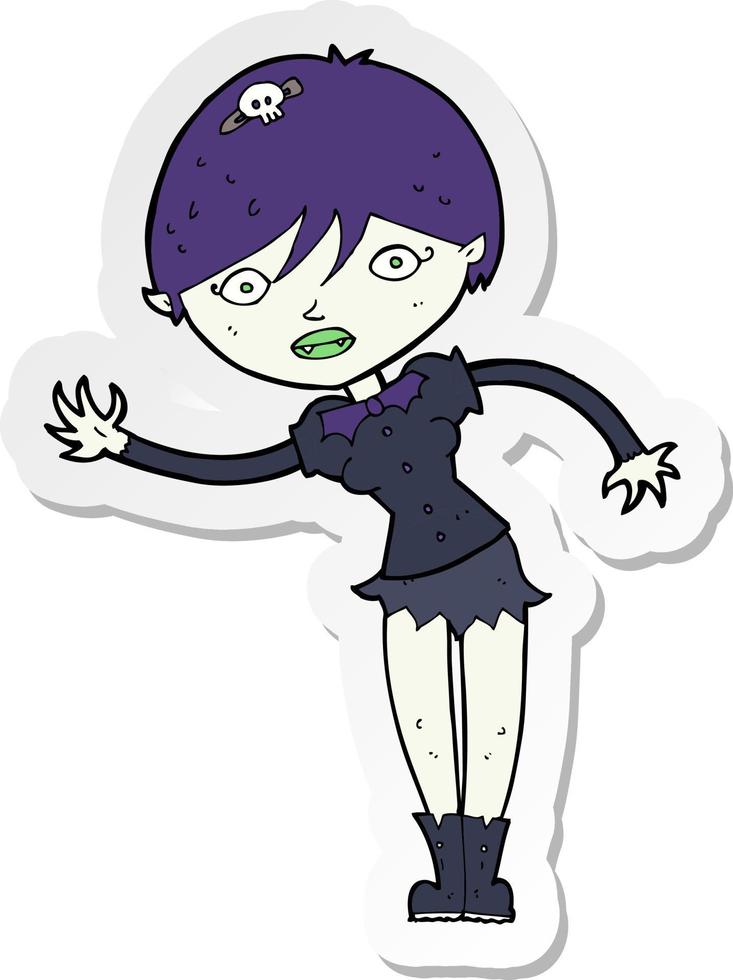 sticker of a cartoon vampire girl vector