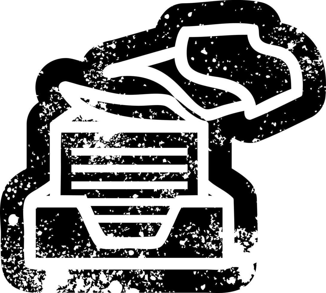 office paper stack distressed icon vector
