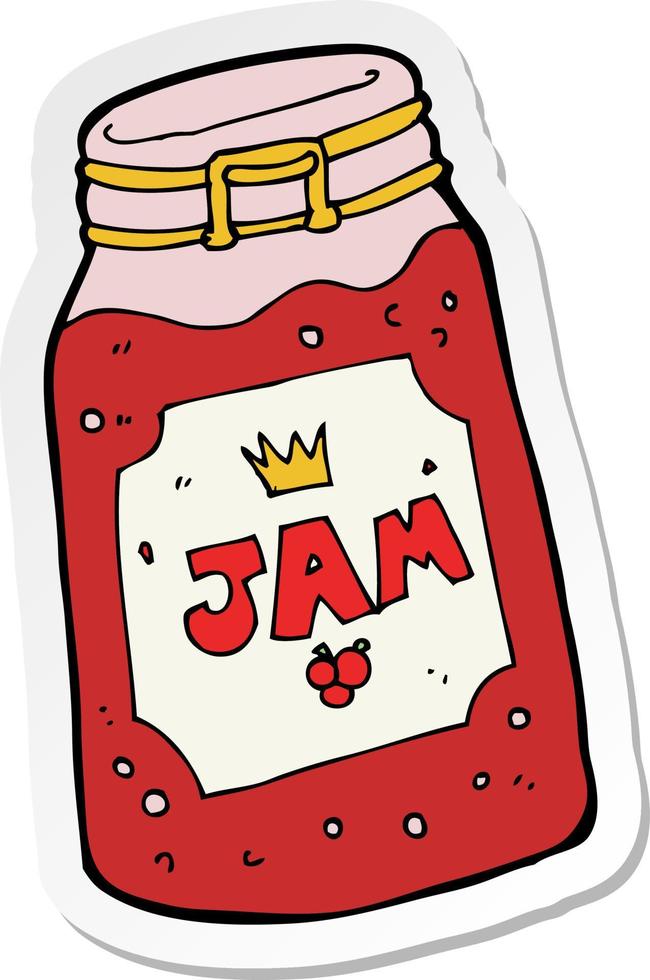 sticker of a cartoon jar of jam vector