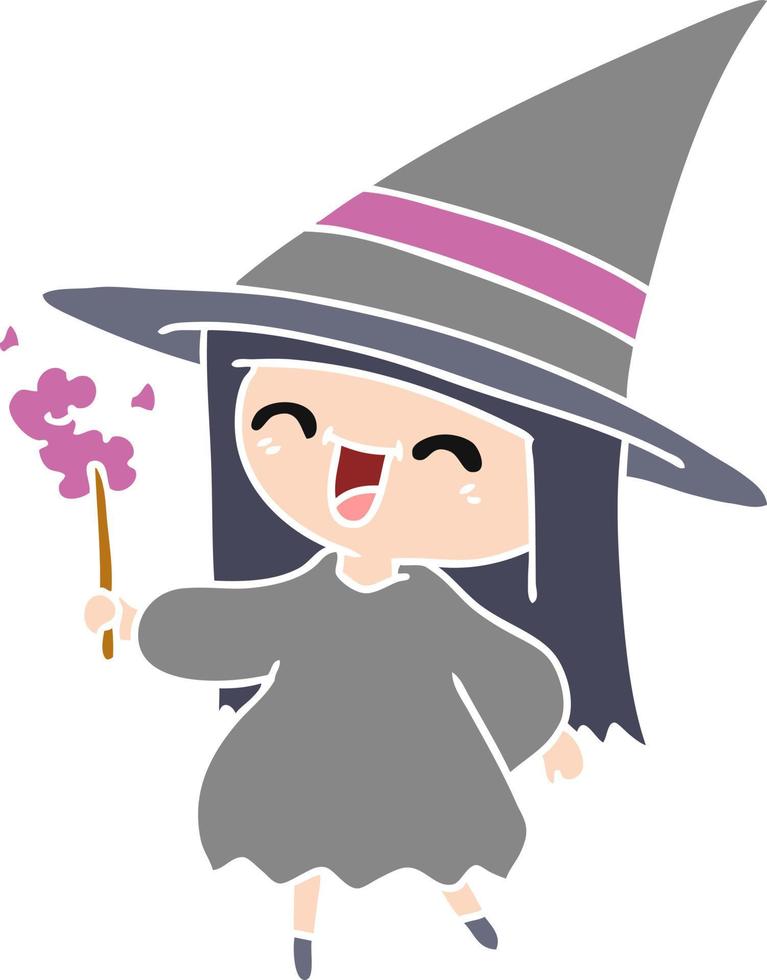 cartoon of cute kawaii witch vector