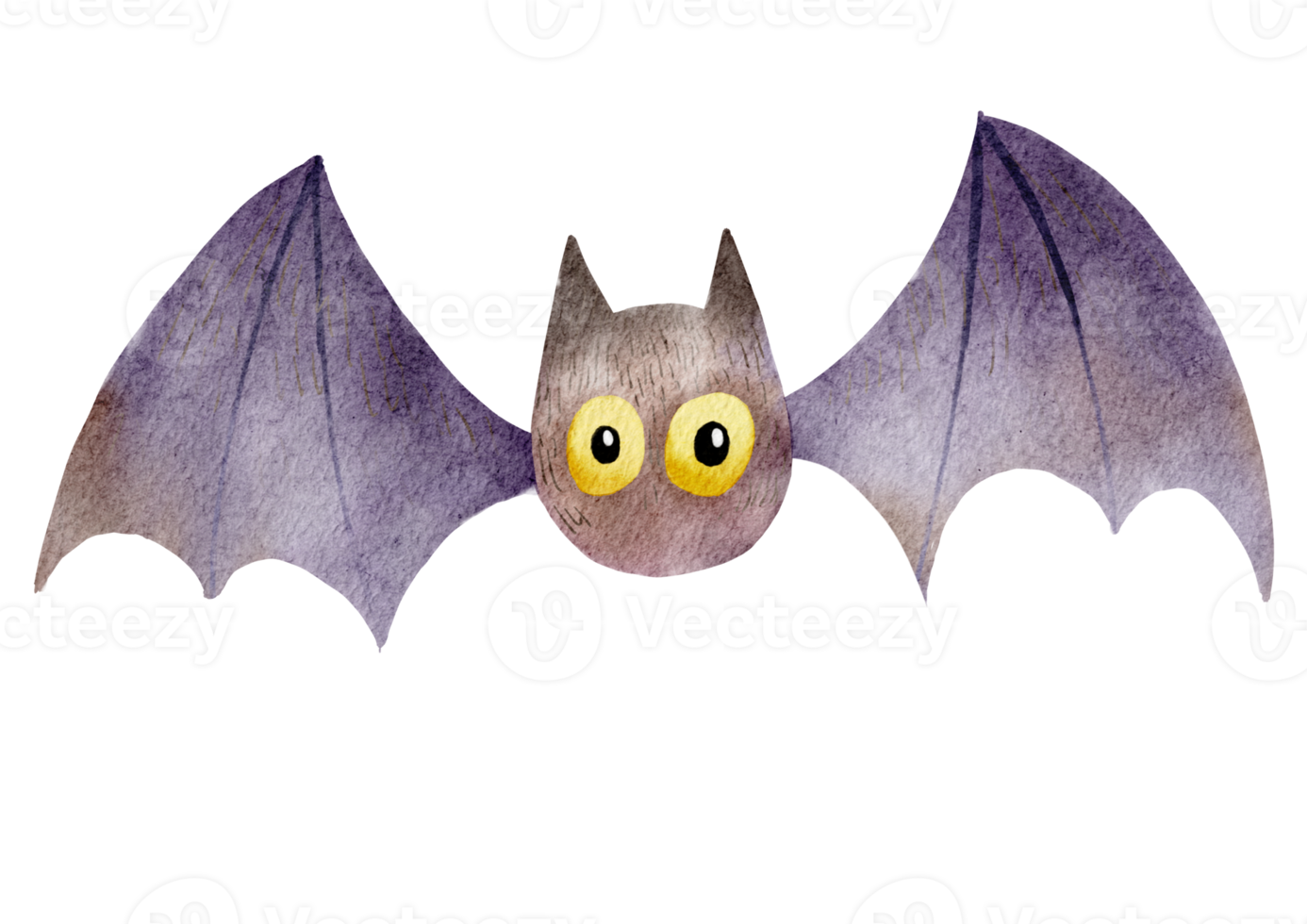 cute bat watercolor painting png