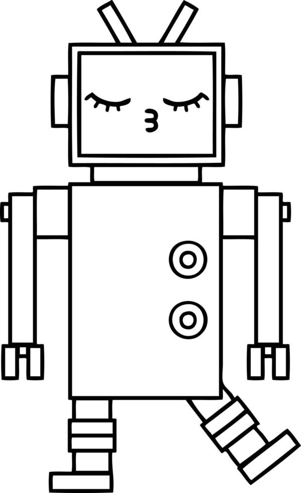 line drawing cartoon robot vector