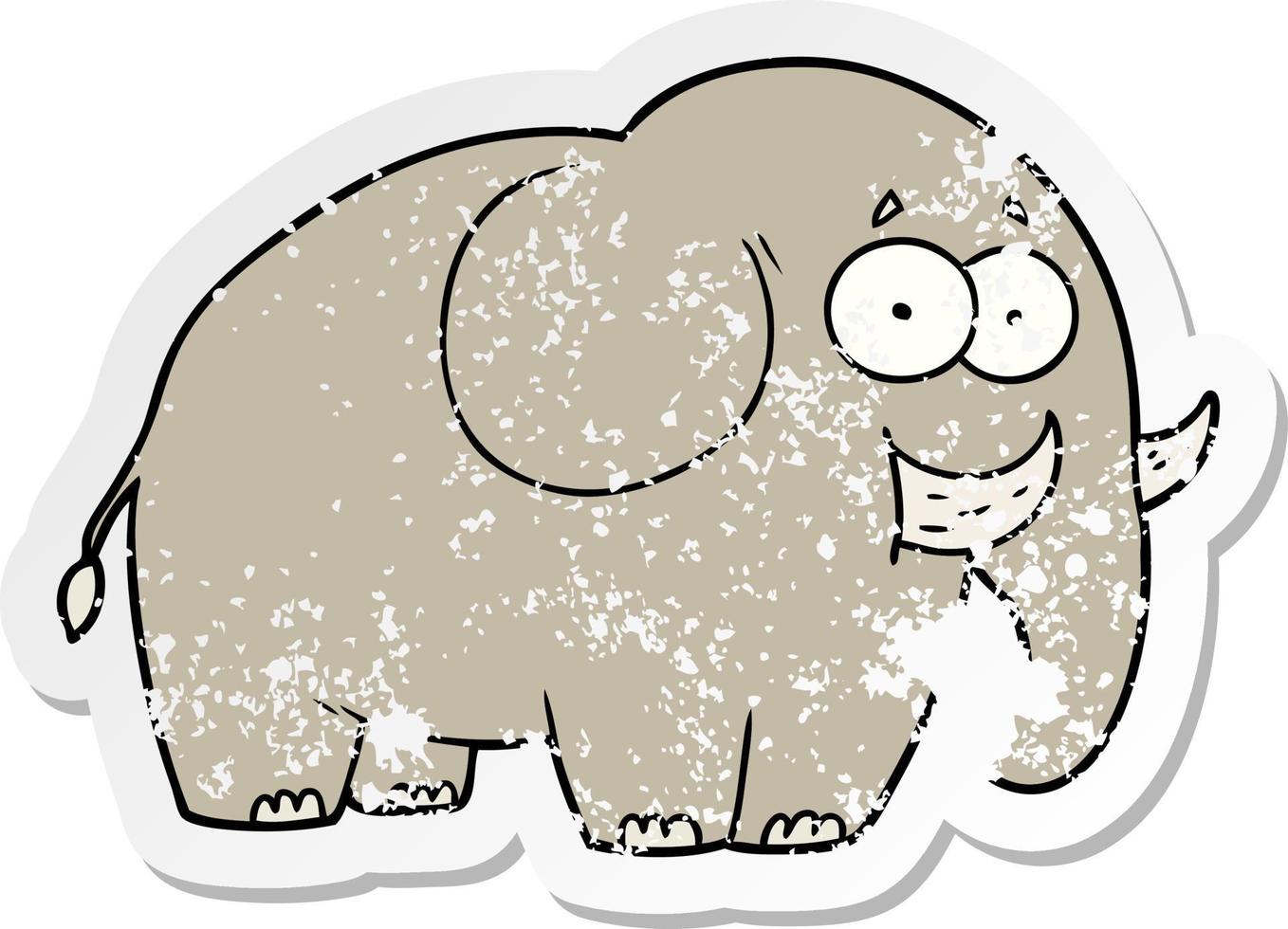 distressed sticker of a cartoon elephant vector