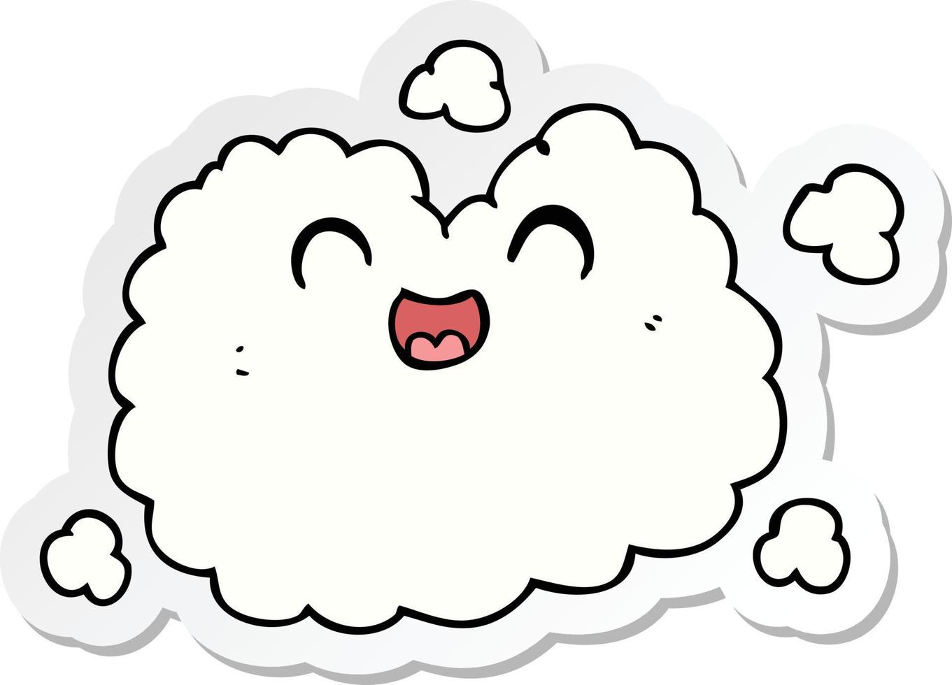 sticker of a cartoon happy smoke cloud vector