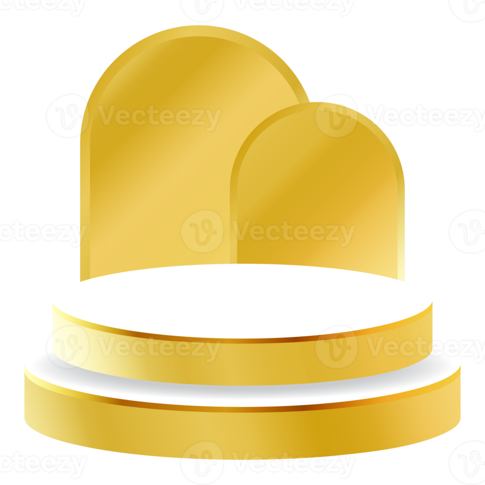 White and Gold 3D Podium with Golden Arch Perfect for Product Display, Layout, and Showcase png