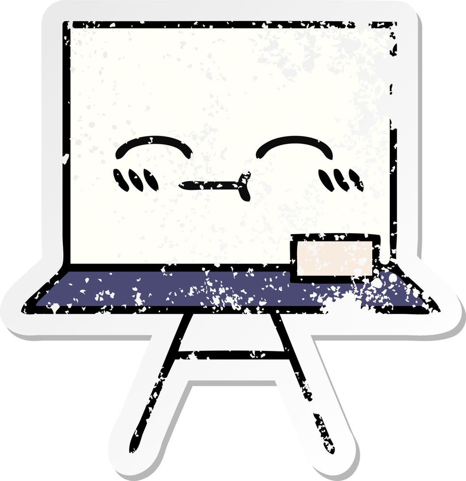 distressed sticker of a cute cartoon white board vector