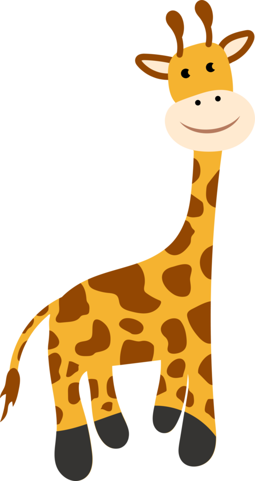 carino bambini mano disegnato cartone animato giraffa, selvaggio animale png