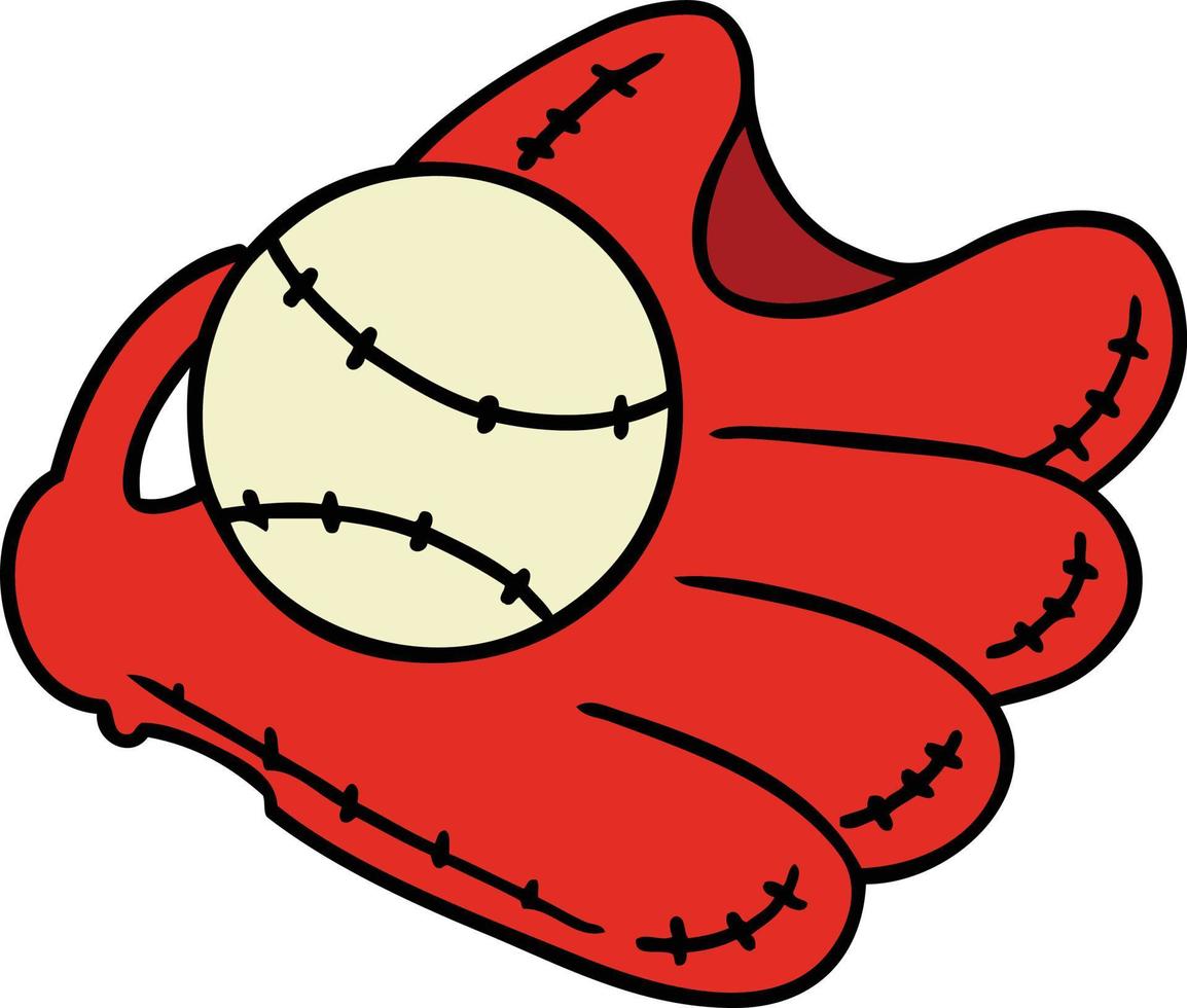 cartoon doodle of a baseball and glove vector