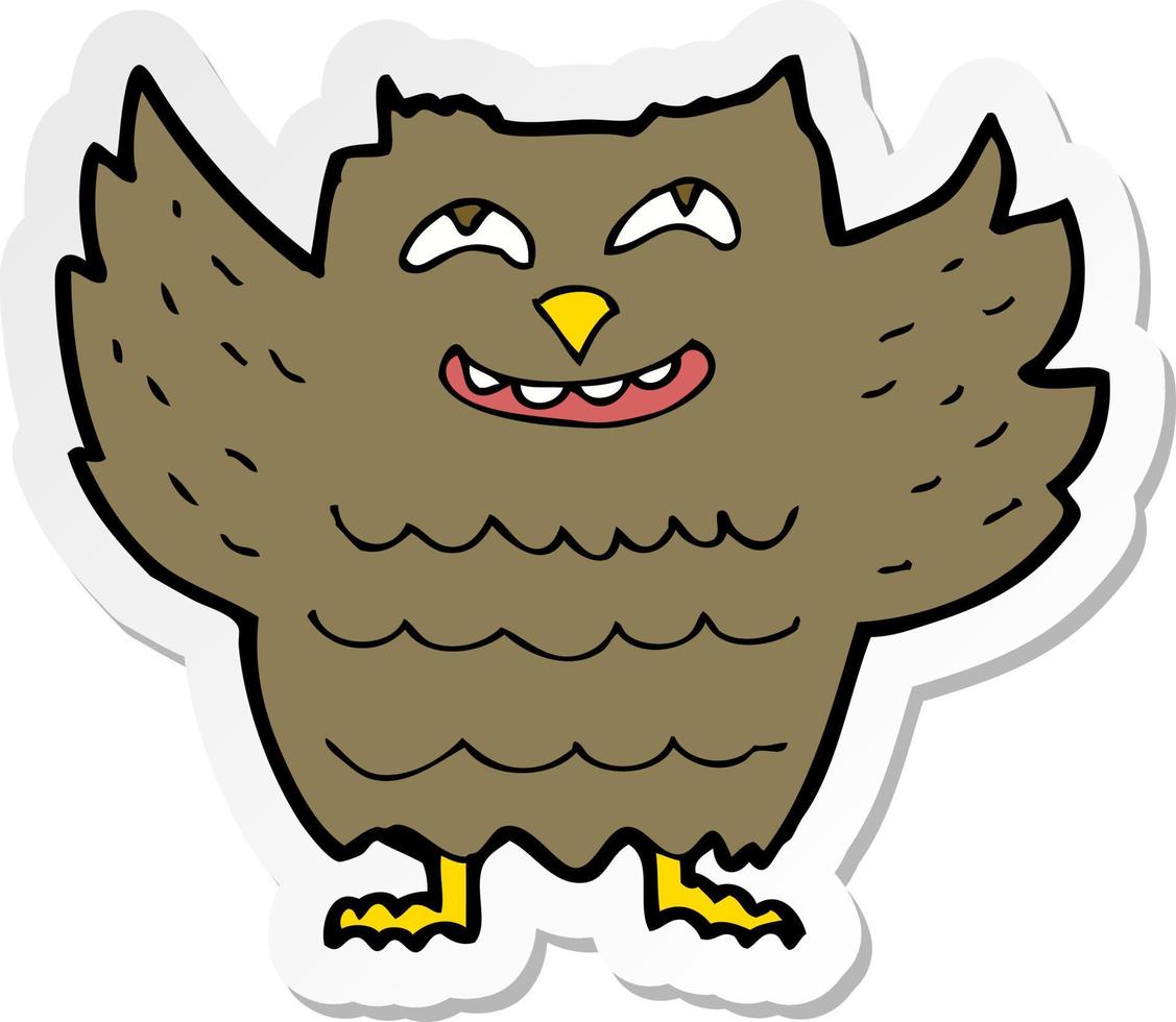 sticker of a cartoon happy owl vector